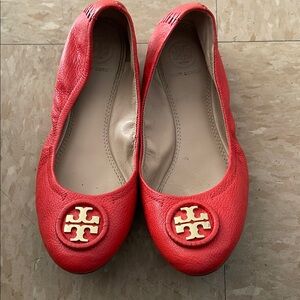 Tory Burch Red Leather Ballet Flats
